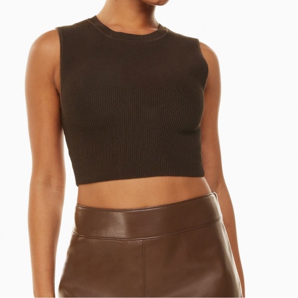 Babaton Sculpt Knit Brown Ribbed Top 🤎 - Picture 2 of 5